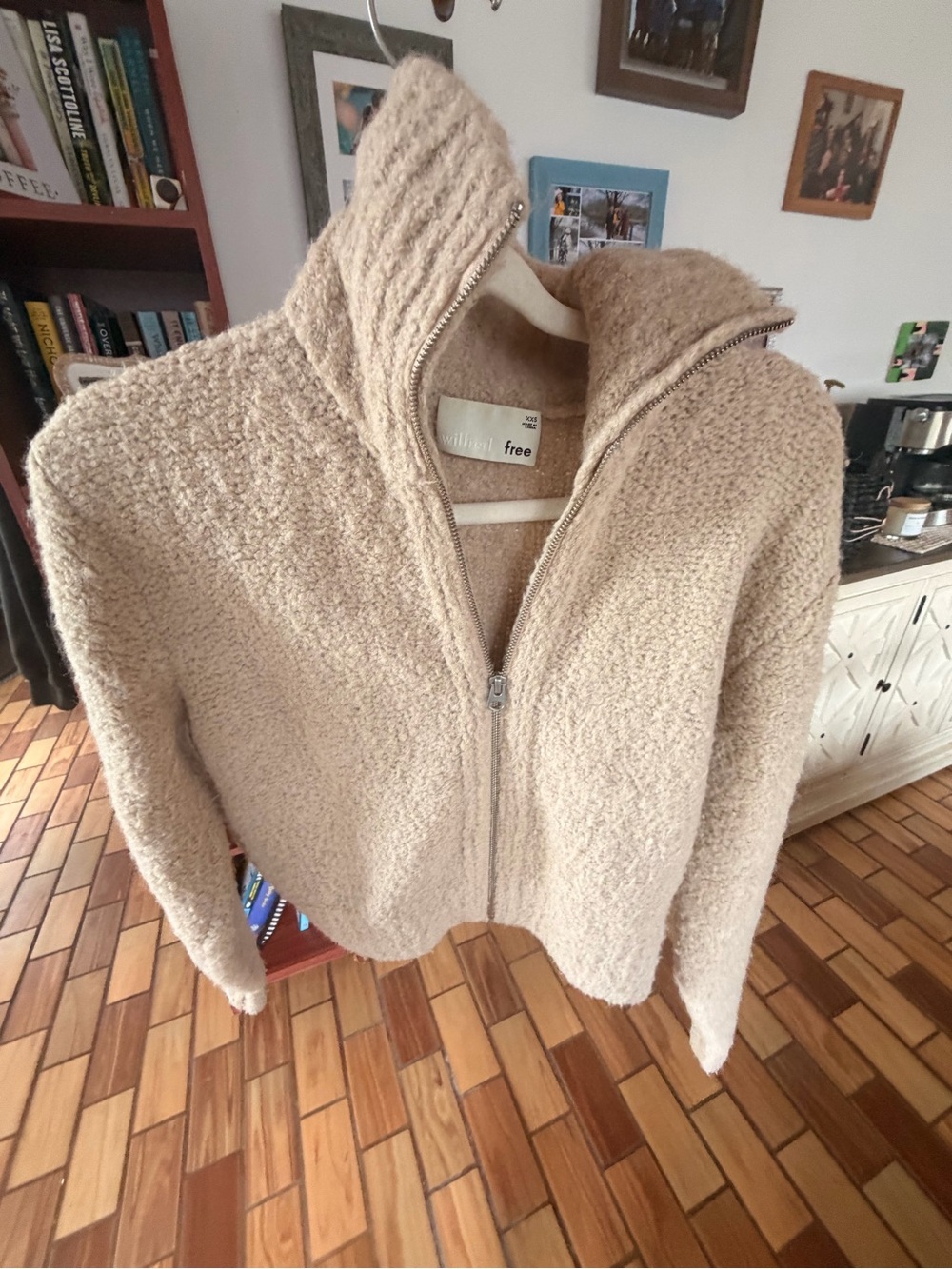 Wilfred Beige Teddy Zip-Up Jacket